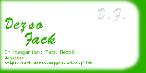 dezso fack business card